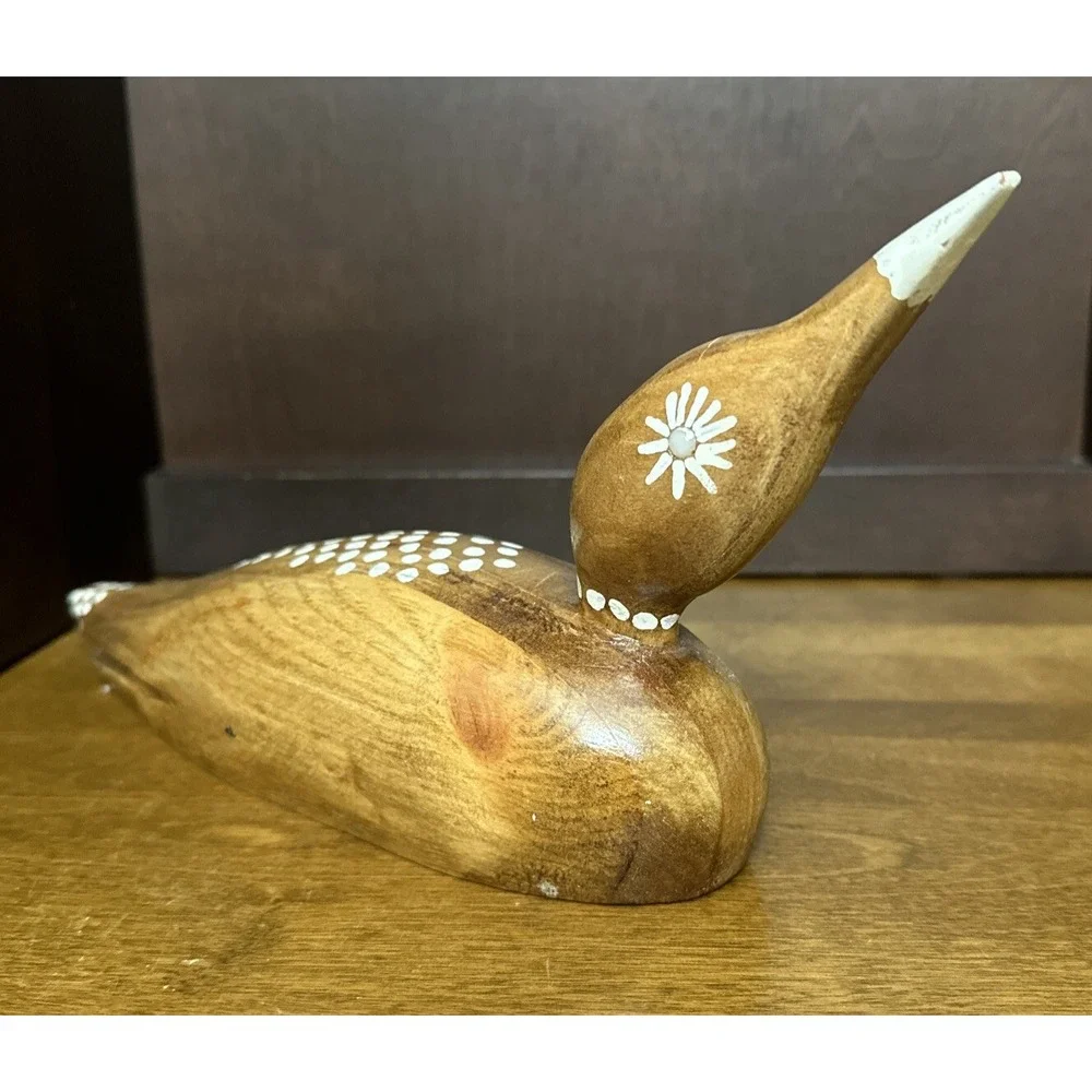 Hand Carved Wood Duck Decorative Decoy Small 12